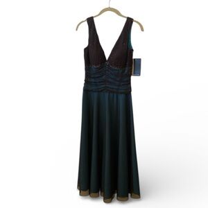 JS Boutique chocolate & Blue sequined overlay dress